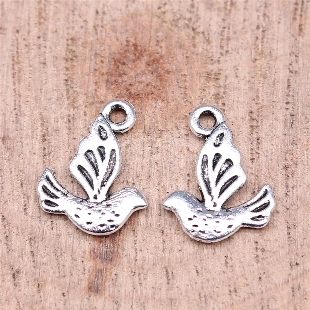 14x11mm 0.5g Antique Silver Zinc Alloy Dove Charm Pendant for DIY Necklace Bracelet Jewelry Making