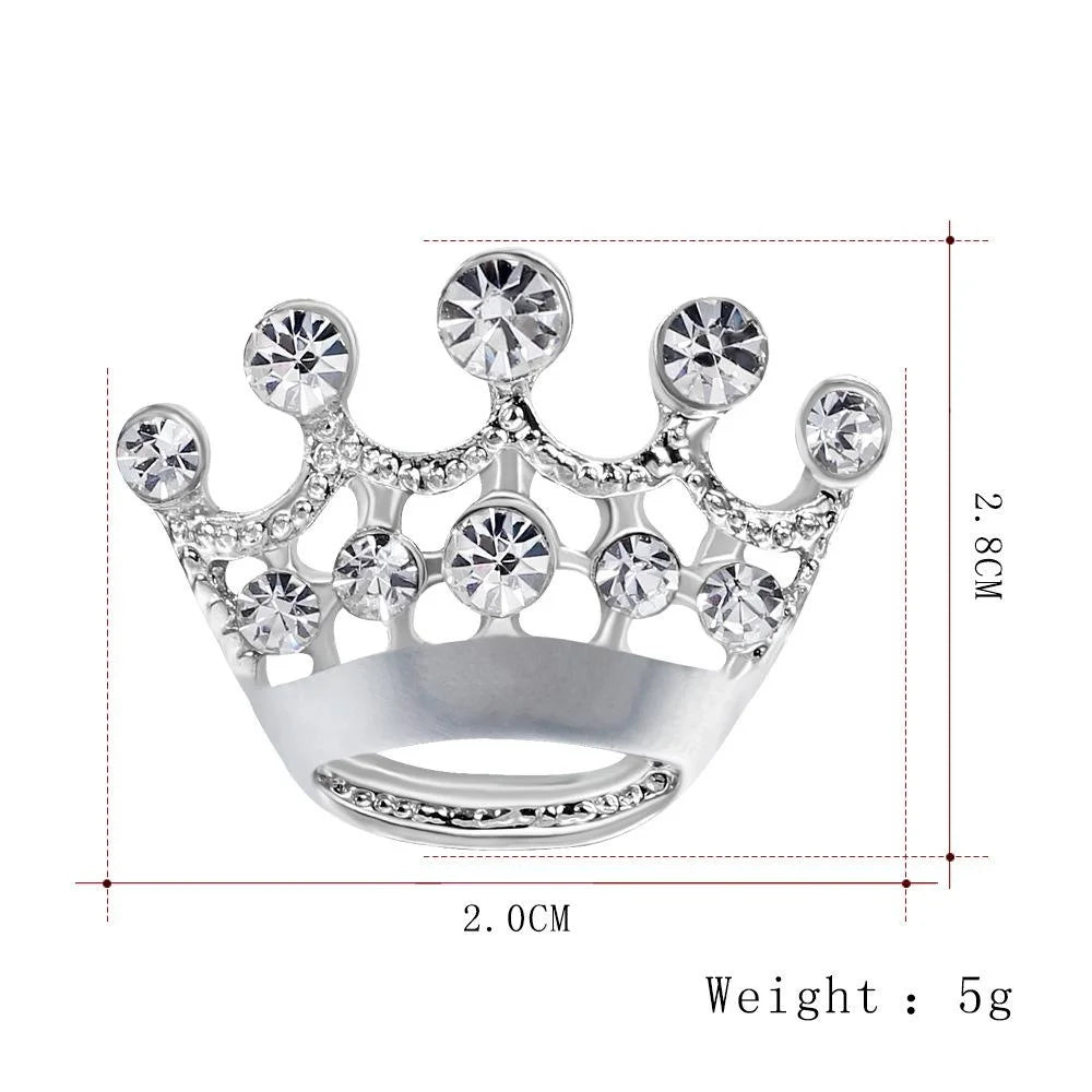 Elegant Silver Alloy Crown Rhinestone Brooch, Korean Fashion Small Lapel Pin Corsage Suit Accessory Gift
