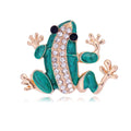Cute Green Enamel Frog Brooch With Rhinestones, Gold Tone Alloy Lapel Pin Corsage Suit Accessory Gift