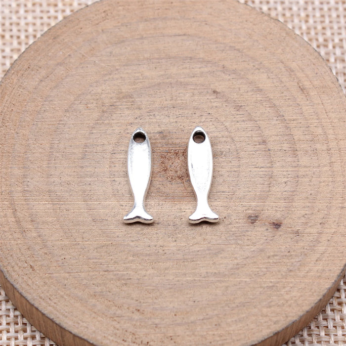 16x5mm 0.5g Antique Silver Zinc Alloy Small Fish Charm Pendant for Necklace Bracelet Making
