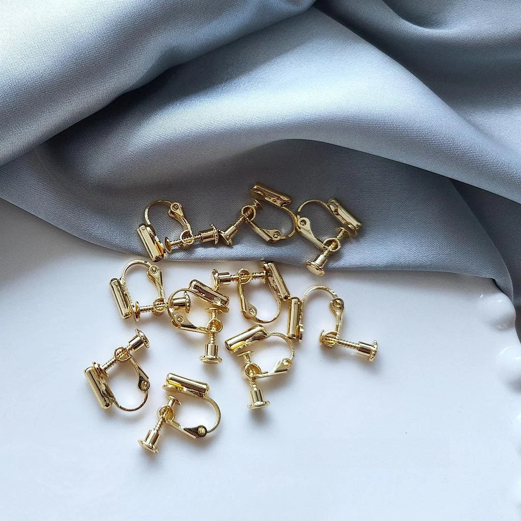 Metal Screw Ear Clip Converters For Drop Earrings, Geometric No-Piercing Earring Adapters