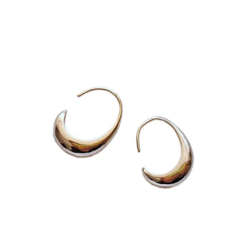 Korean 14K Gold Plated Copper Geometric C Shape Hoop Earrings For Women