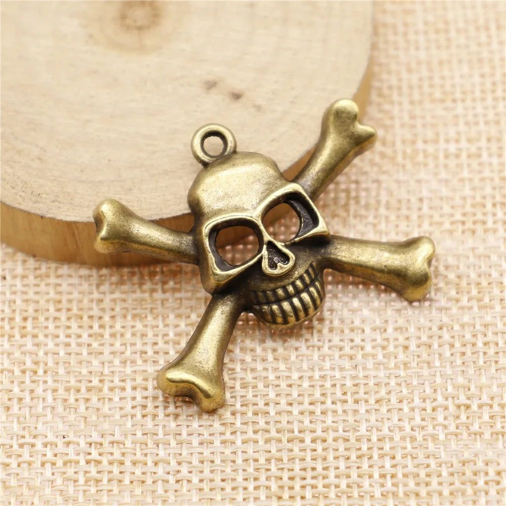 27x38mm 7.1g Multicolor Zinc Alloy Skull Charm Pendant for DIY Necklace Bracelet Jewelry Making