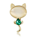 Cute Korean Style Rhinestone Cat Brooch Gold Plated Alloy Lapel Pin Elegant Corsage Suit Accessory Gift