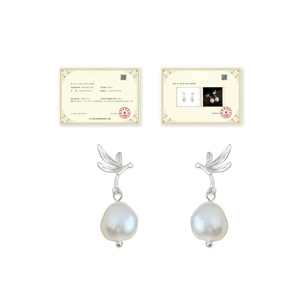 Niche Designer Natural Freshwater Pearl Irregular Baroque Geometric Drop Earrings For Women