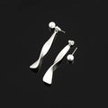 Vintage Matte Alloy Twisted Ribbon Long Drop Stud & Clip On No Piercing Women's Fashion Earrings