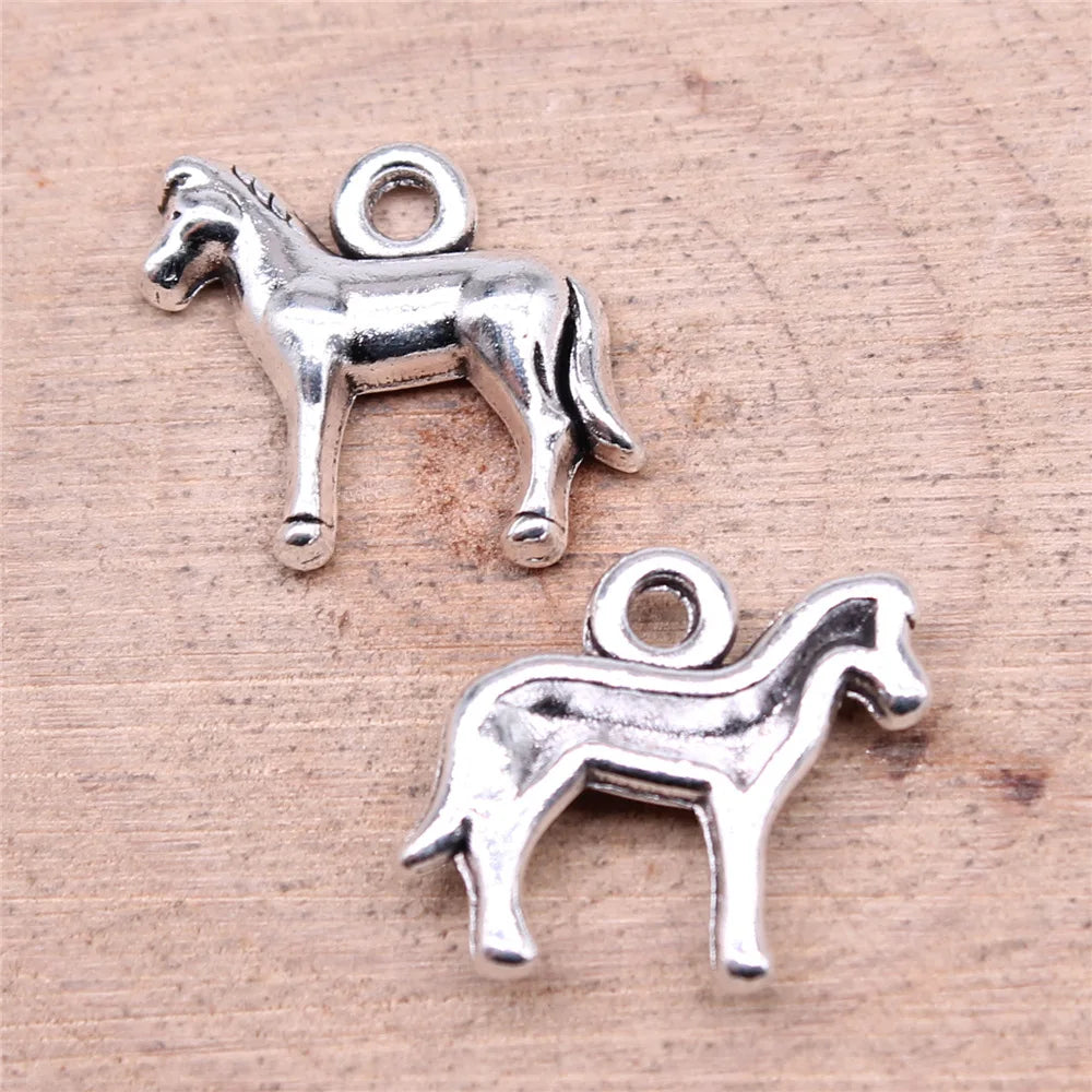 18x14mm 1.3g Antique Silver Zinc Alloy Horse Charm Pendant for DIY Necklace Bracelet Jewelry Making