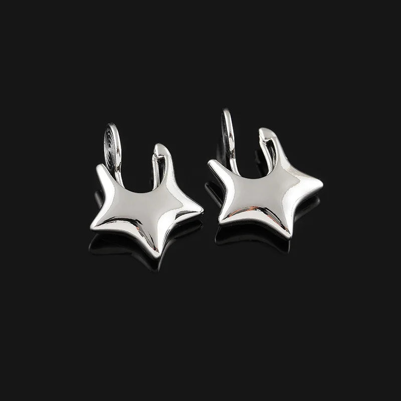 Elegant Alloy Five Point Star Stud & Clip On No Piercing Spiral Hoop Earrings