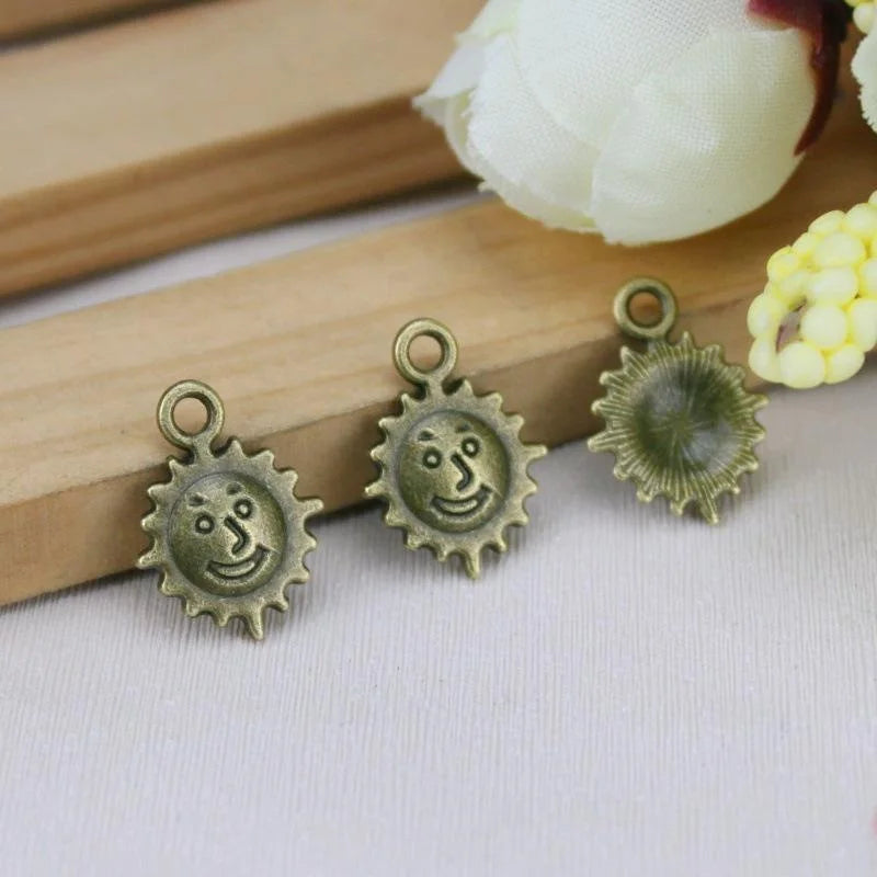 12MM Zinc Alloy Sun Charm Pendant for DIY Necklace Bracelet Jewelry Making