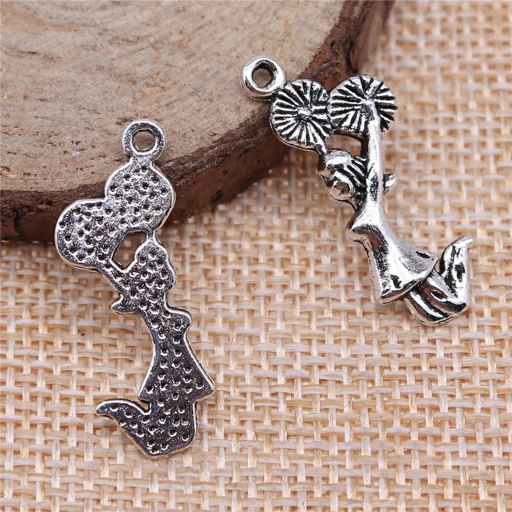 28x10mm 1.3g Antique Silver Zinc Alloy Cheerleader Charm Pendant for DIY Sports Jewelry Making