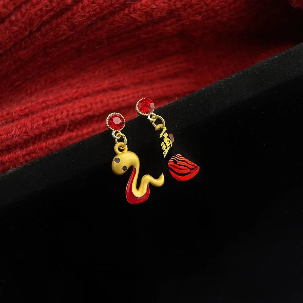 Copper Zodiac Snake Drop Earrings New Chinese Style Lucky Year Animal Jewelry For Women