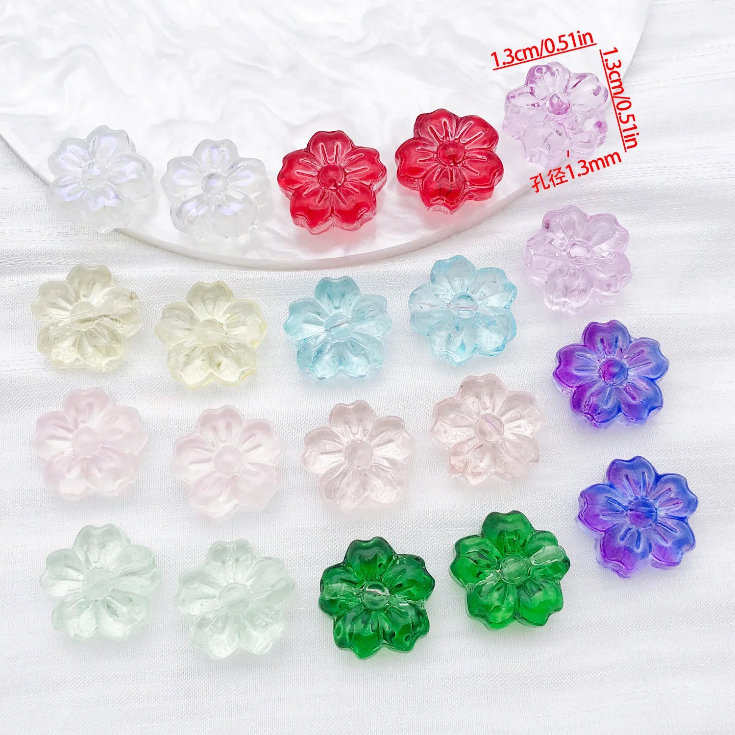 Glass Sakura Five Petal Flower Loose Beads for DIY Bracelet Necklace Jewelry Making