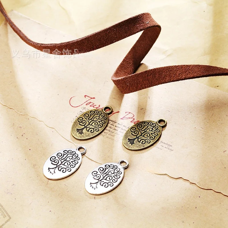 24x15MM Antique Silver Zinc Alloy Tree Charm Pendant for DIY Necklace Bracelet Jewelry Making