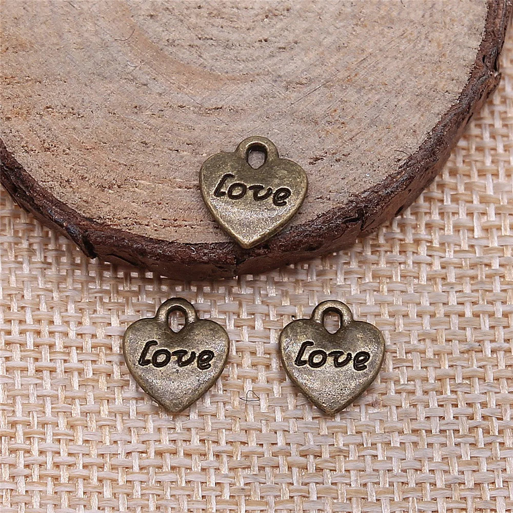 11x10mm 0.7g Multicolor zinc alloy double sided LOVE Heart charm pendant for DIY jewelry making