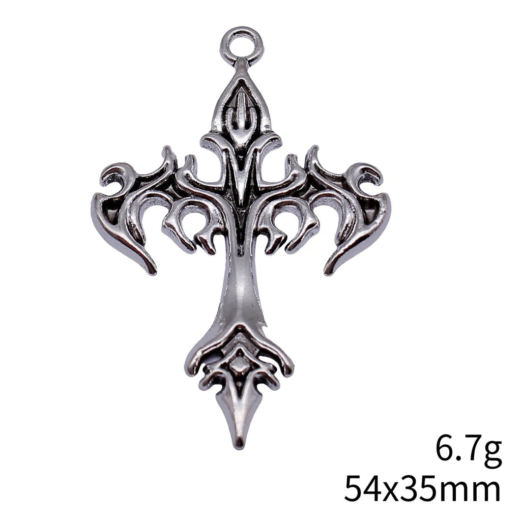 54x35mm 6.7g Multicolor Zinc Alloy Flame Cross Charm Pendant for DIY Necklace Bracelet Jewelry Making