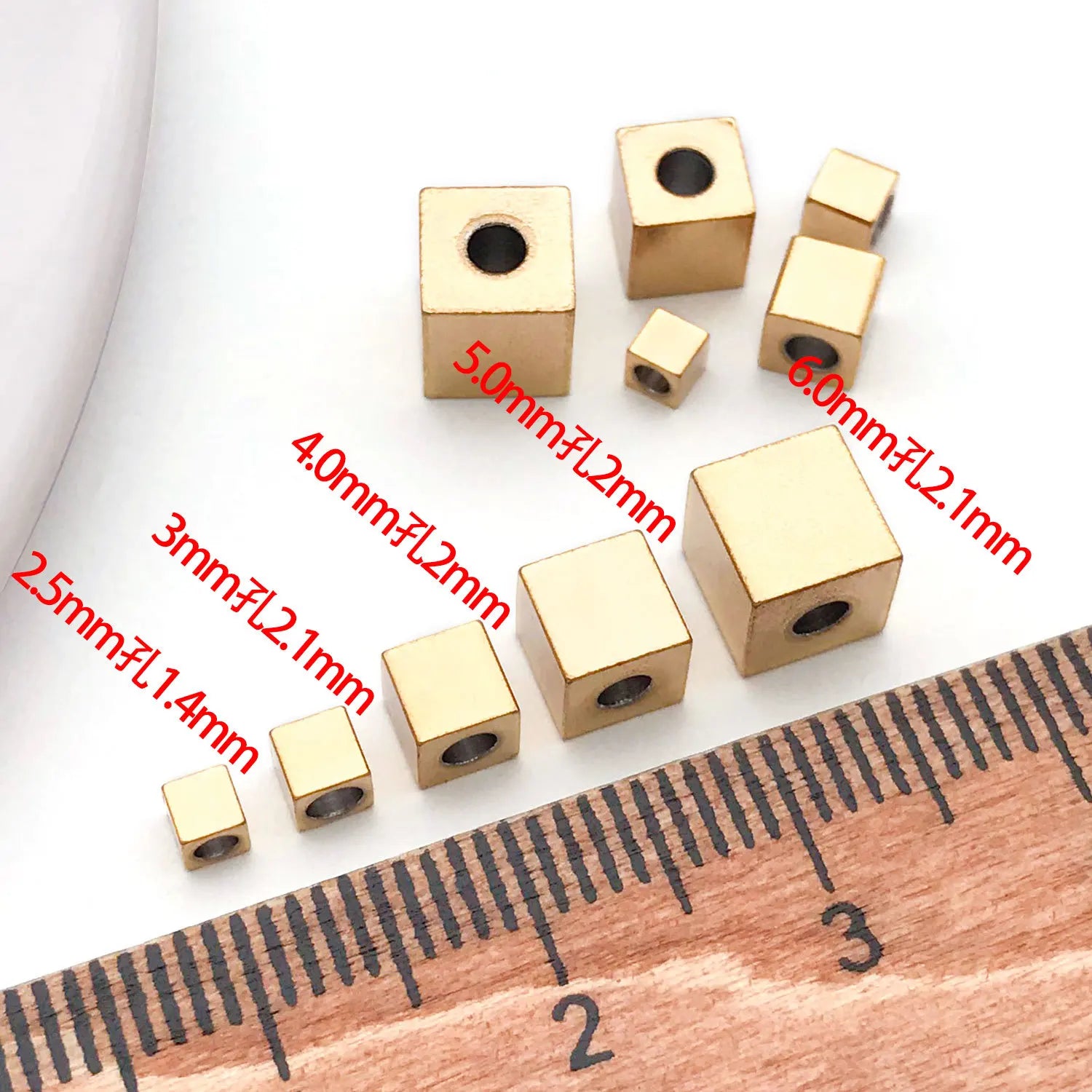 Gold Stainless Steel Square Spacer Cube Beads with Through Hole for DIY Bracelet Necklace