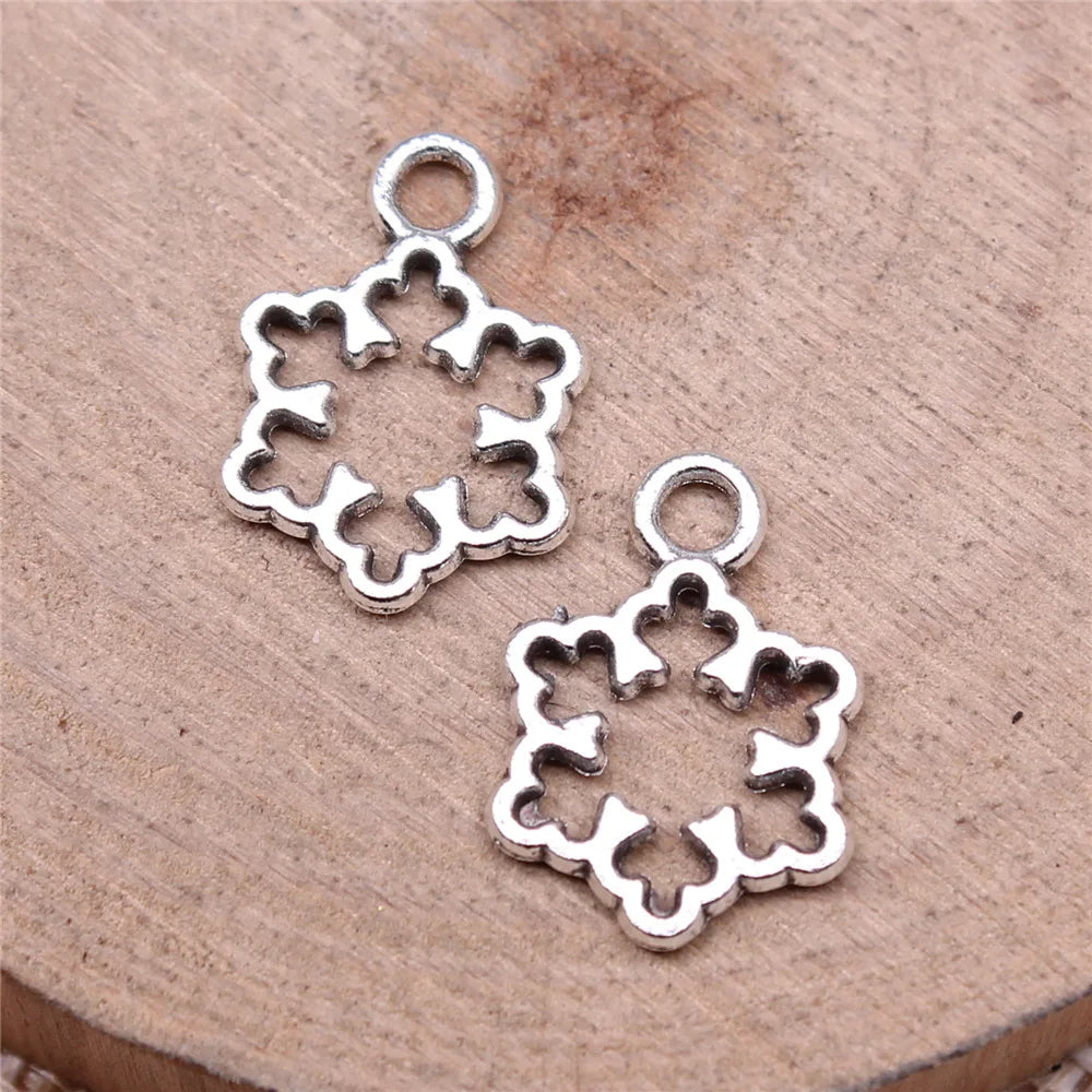 16x11mm 0.5g Antique Silver Zinc Alloy Snowflake Charm Pendant for Christmas Jewelry Making