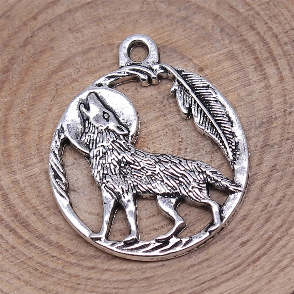 22x22mm 2.3g Zinc Alloy Moon Wolf Charm Pendant for DIY Necklace Bracelet Jewelry Making