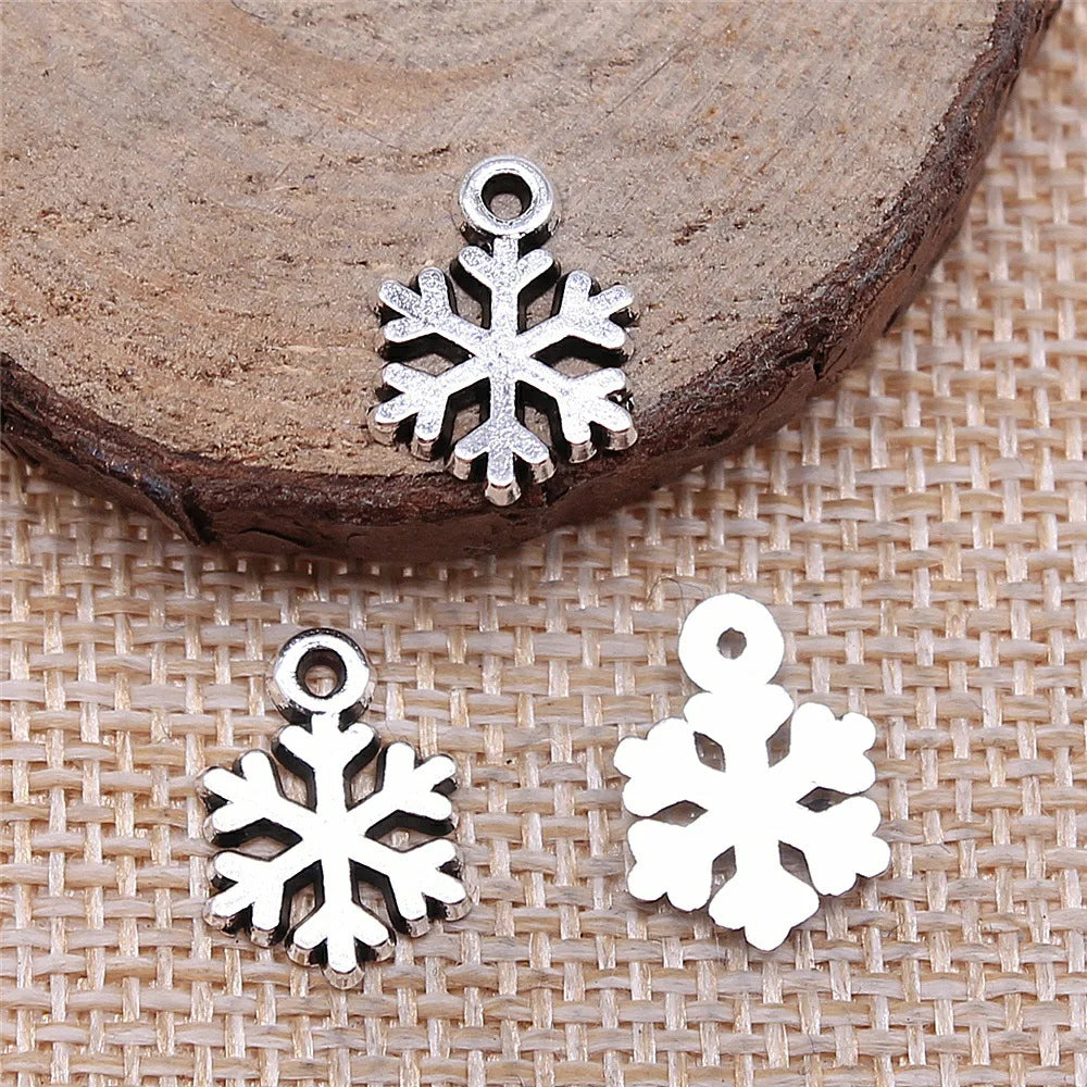 11x15mm 0.5g Multicolor Zinc Alloy Snowflake Charm Pendant for DIY Christmas Jewelry Making