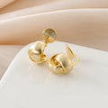 Elegant Brushed Gold Alloy Cross Knot Hoop Earrings For Women, Minimalist Stud & Clip On No Piercing Earrings