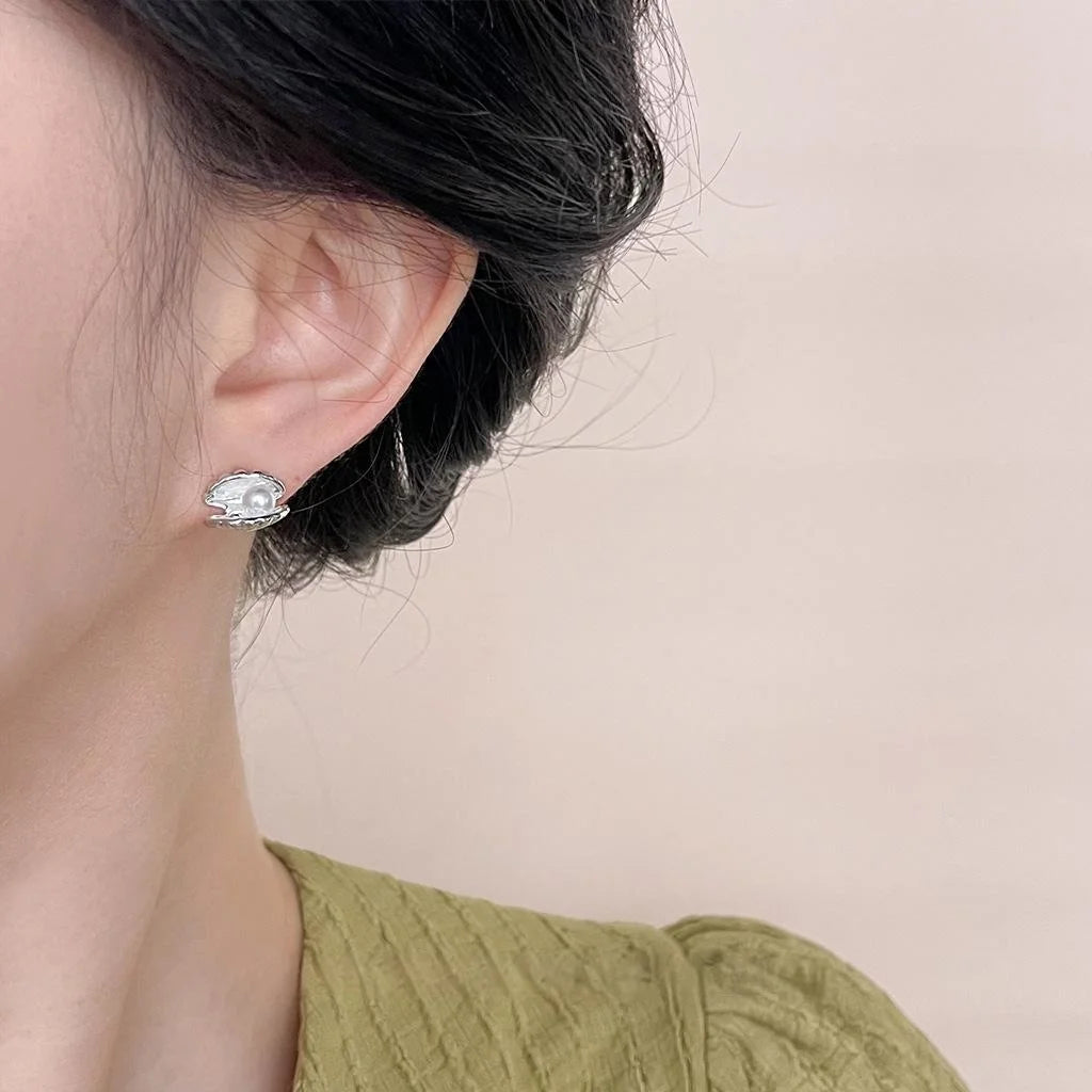 Style Shell Design Copper Stud Earrings For Women Daily Minimalist Jewelry