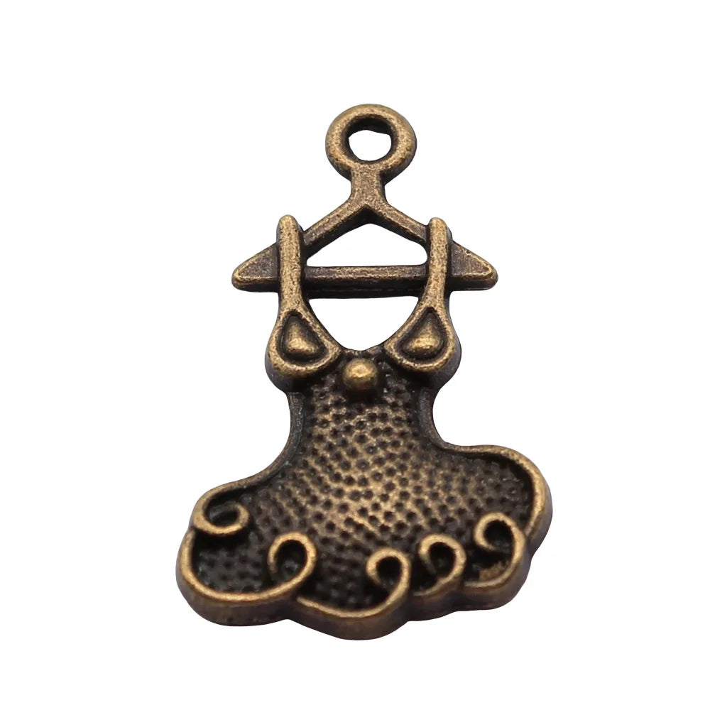 11x17mm 1.9g Multicolor Zinc Alloy Evening Dress Charm Pendant for Bracelet Necklace DIY Jewelry