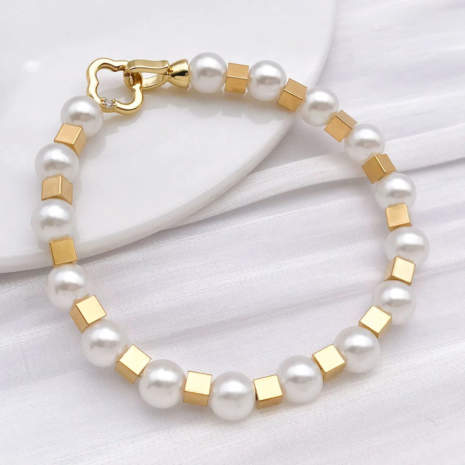 Gold Stainless Steel Square Spacer Cube Beads with Through Hole for DIY Bracelet Necklace