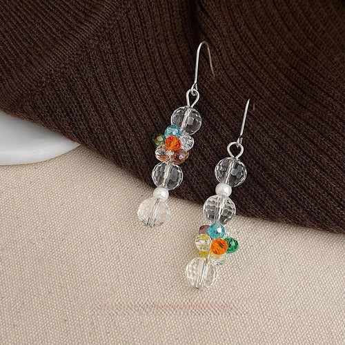 Original Designer Glass Crystal Handmade Fresh Sweet Long Tassel Chain Drop Earrings