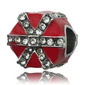 Silver Zinc Alloy Rhinestone Round Heart Butterfly Loose Metal Beads for DIY Bracelet Jewelry