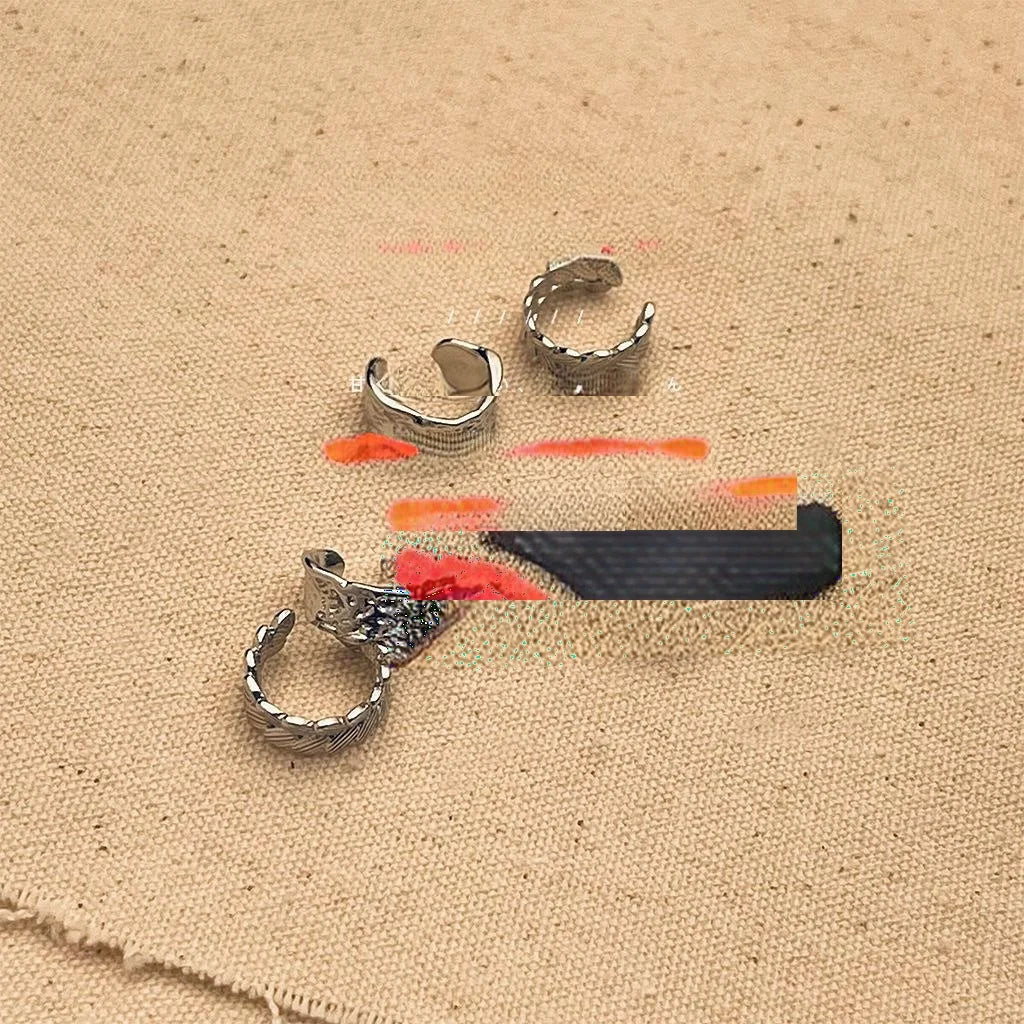 Silver Tone Copper Geometric Hoop Ear Cuff Clip On Drop Earrings For Women