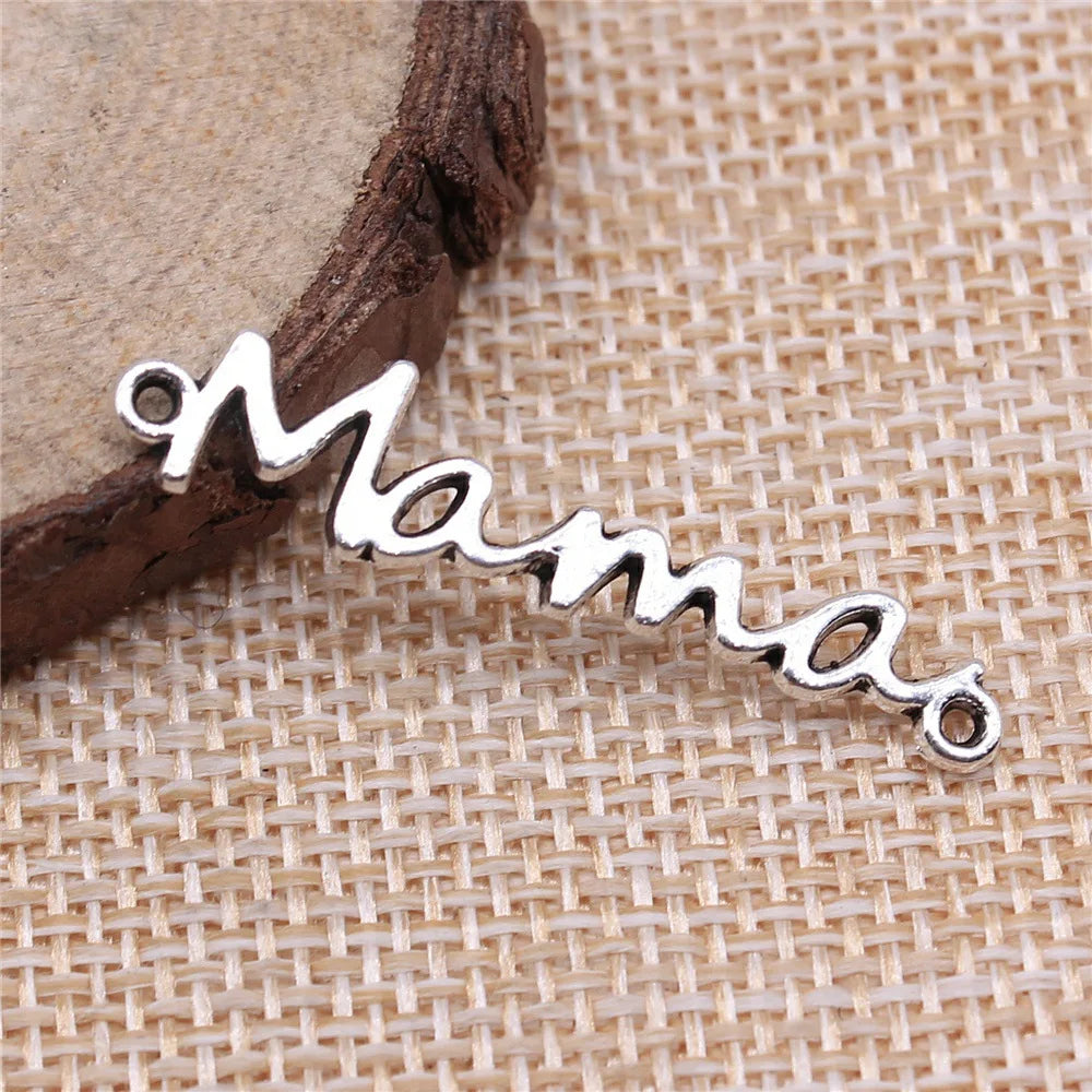 37x8mm 0.9g Zinc Alloy Mama Word Connector Charm for DIY Bracelet and Necklace Making