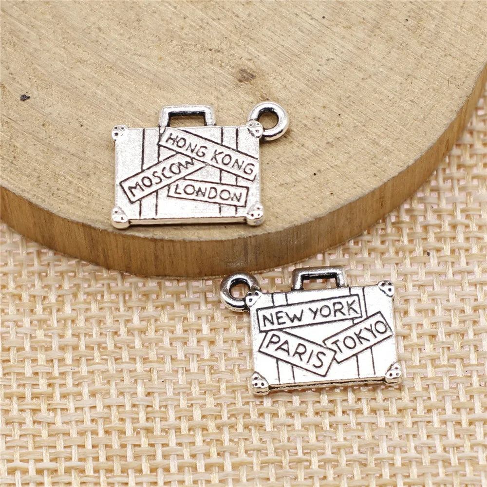 13x17mm 1.5g Multicolor Zinc Alloy Suitcase Charm Pendant for DIY Travel Jewelry Making