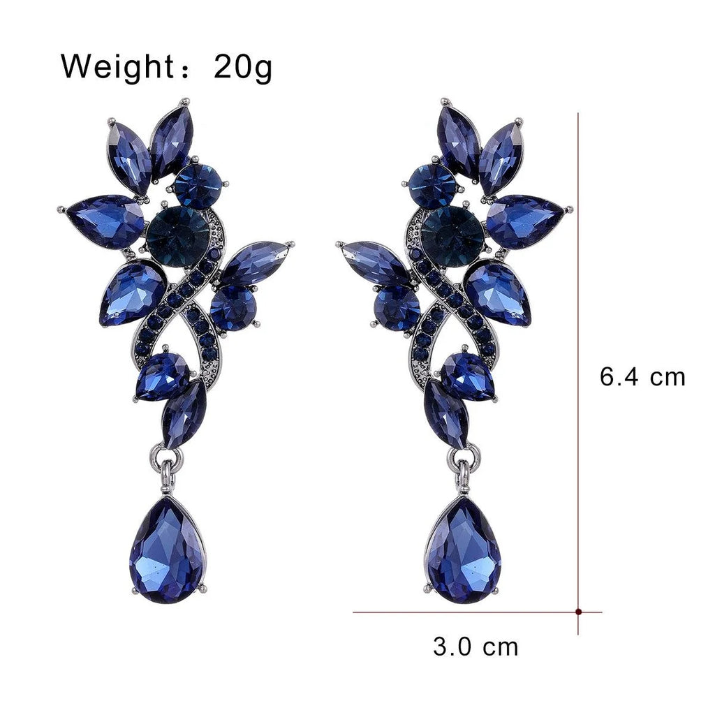 Luxury Leaf Teardrop Zircon Crystal Dangle Earrings For Women Elegant Bridal Wedding Party Gift