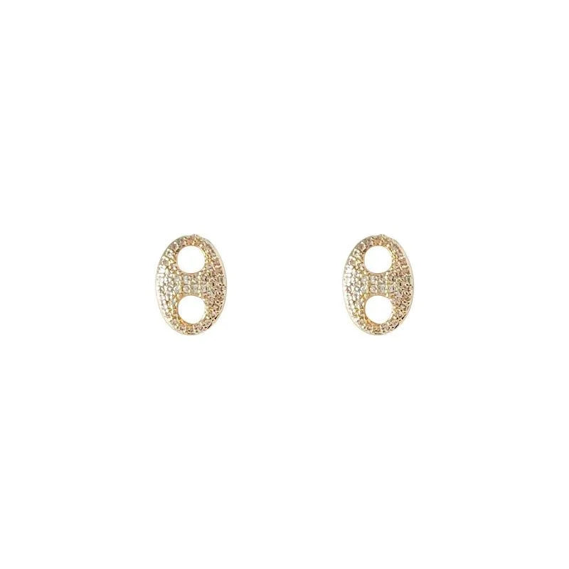 Mini Floral Zircon Micro Pave 14K Plated Eco Copper Stud Earrings For Minimalist Office Style