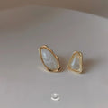Luxury Asymmetric Geometric 14K Gold Plated Copper Stud Earrings