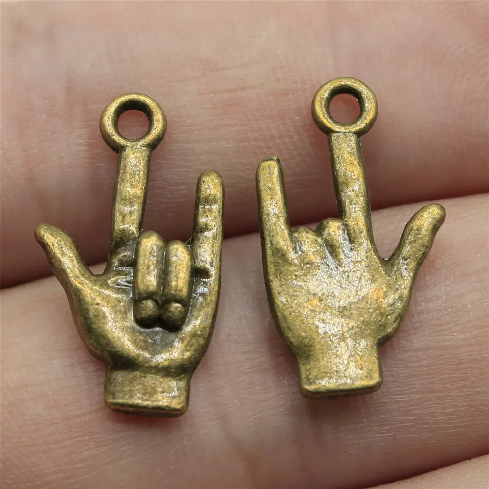 22x13mm 1.6g Multicolor Zinc Alloy I Love You Hand Gesture Charm Pendant for DIY Jewelry Making