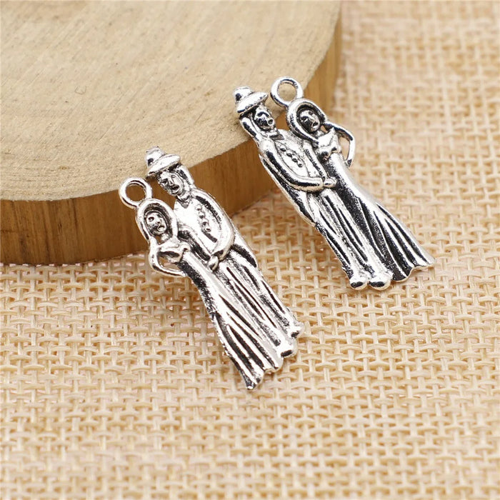 26x10mm 1.2g Antique Silver Zinc Alloy Angel Couple Charm Pendant for DIY Jewelry Making