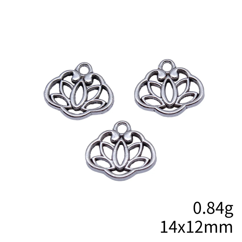 14x12mm 0.84g Antique Silver Zinc Alloy Lotus Charm Pendant for DIY Necklace Bracelet Jewelry Making