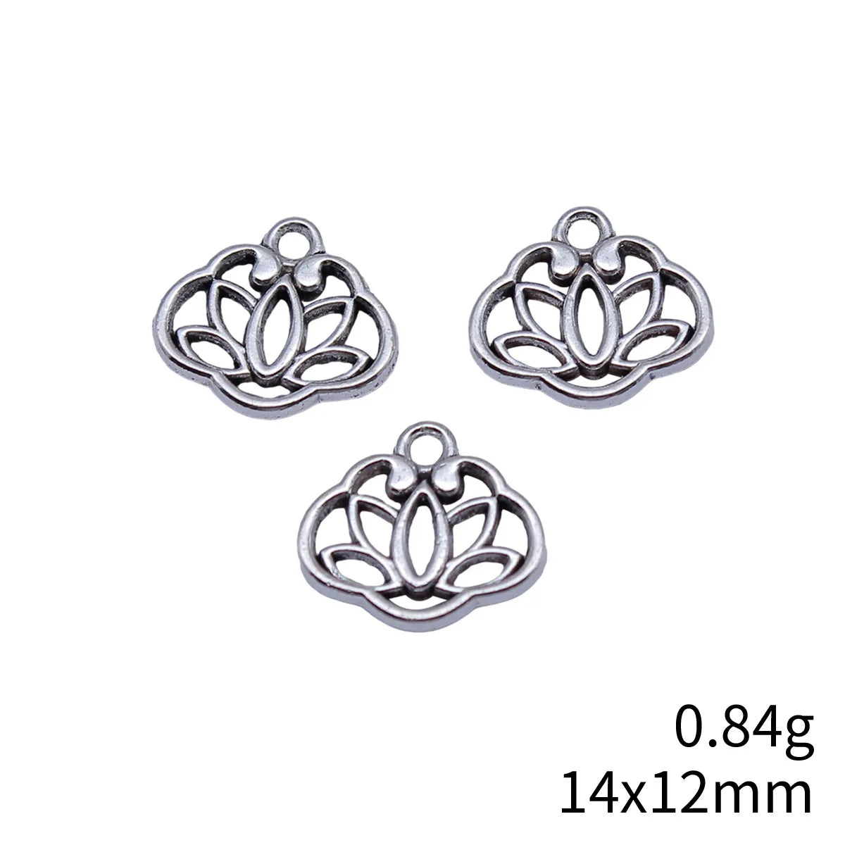 14x12mm 0.84g Antique Silver Zinc Alloy Lotus Charm Pendant for DIY Necklace Bracelet Jewelry Making