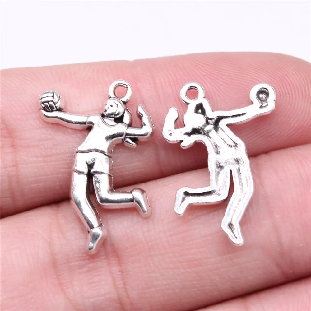 22x14mm 1.38g Multicolor Zinc Alloy Volleyball Charm Pendant for DIY Sports Theme Jewelry Making