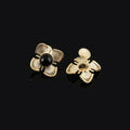 Vintage Gold Alloy Hollow Flower Black Enamel Stud & Clip On No Piercing Women's Luxury Earrings