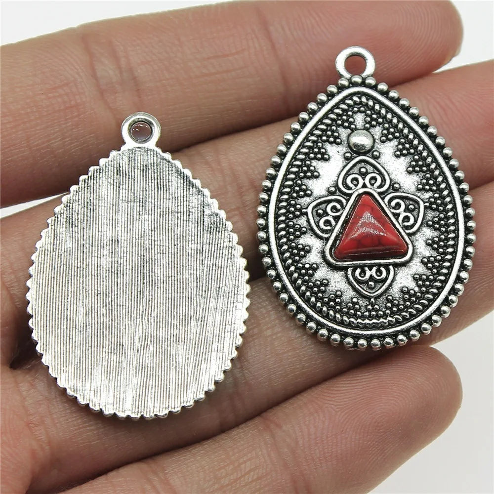 26x38mm 7.7g Antique Silver Zinc Alloy Teardrop Earring Charm Pendant for DIY Jewelry Making