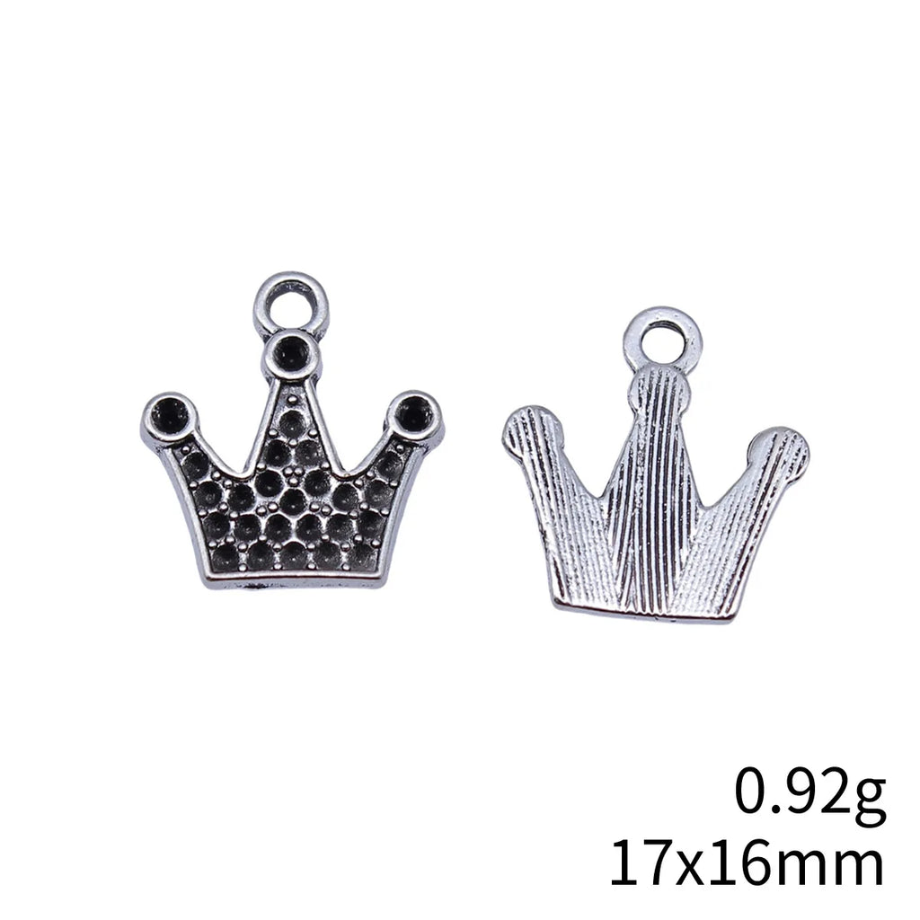 17x16mm 0.92g Antique Silver Zinc Alloy Crown Charm Pendant for Rhinestone DIY Jewelry Making