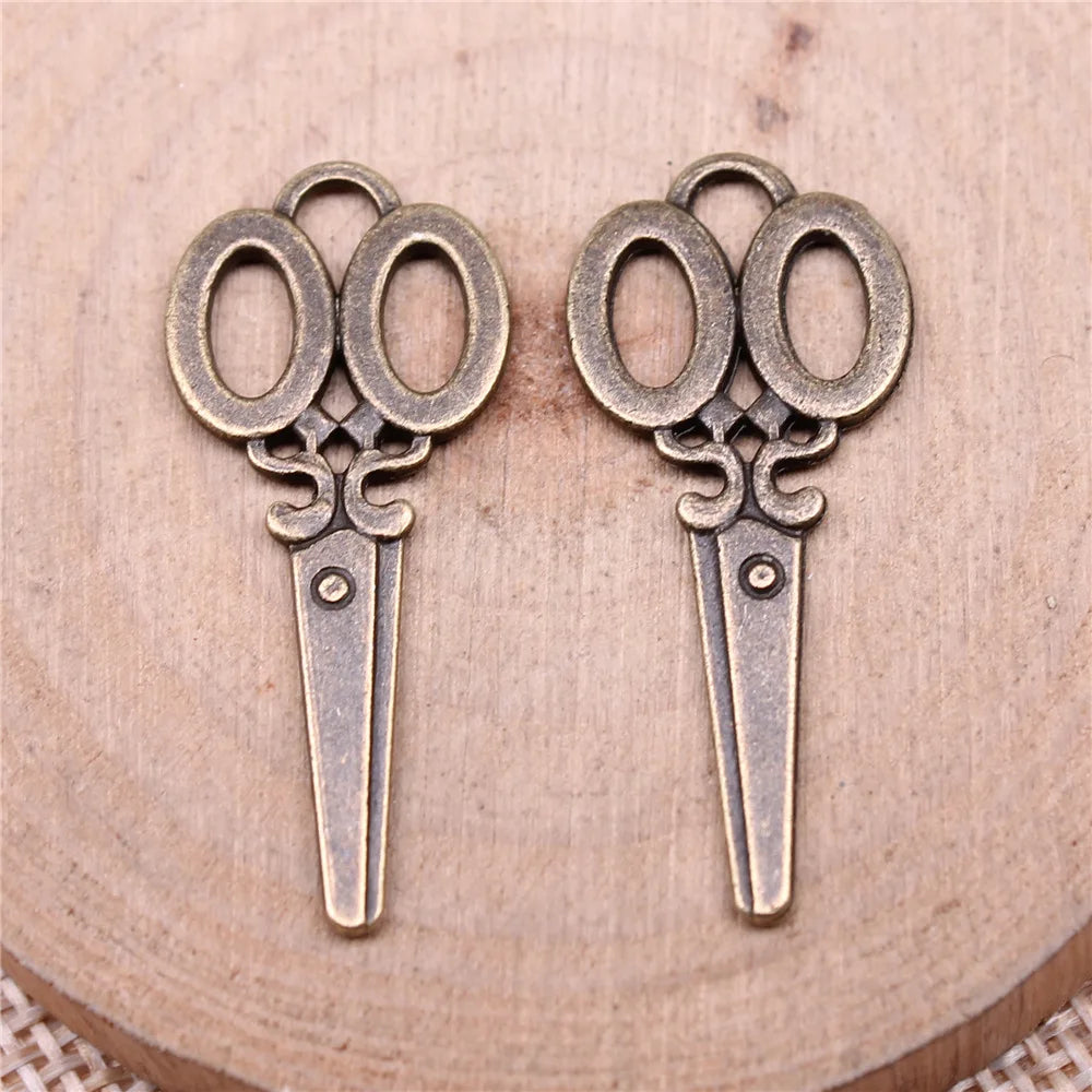 34x15mm 1.6g Multicolor Zinc Alloy Scissors Charm Pendant for DIY Sewing Theme Jewelry Making