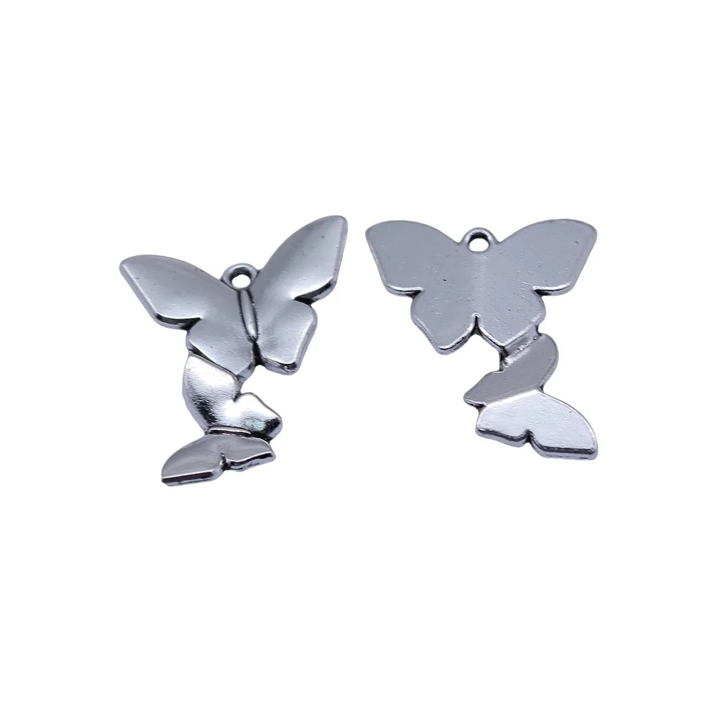 20x18mm 1.7g Antique Silver Zinc Alloy Butterfly Charm Pendant for Garment Decoration and Jewelry Making
