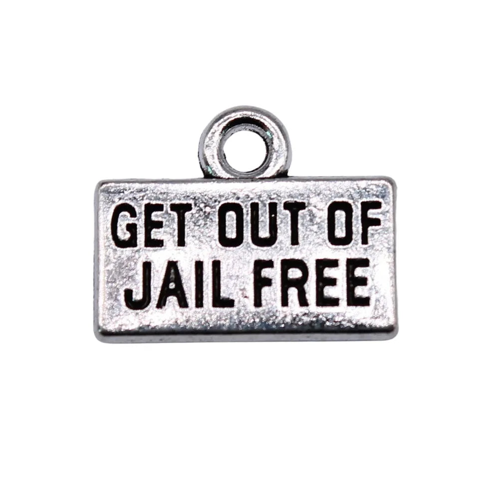 15x12mm 1.35g Antique Silver Zinc Alloy Get Out Of Jail Free Charm Pendant for DIY Jewelry Making