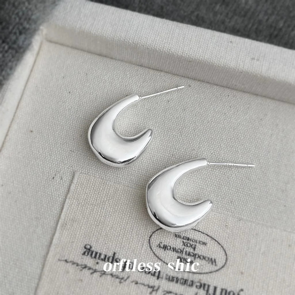 Minimalist Style Geometric Waterdrop Drop Earrings, Copper Hoop Design