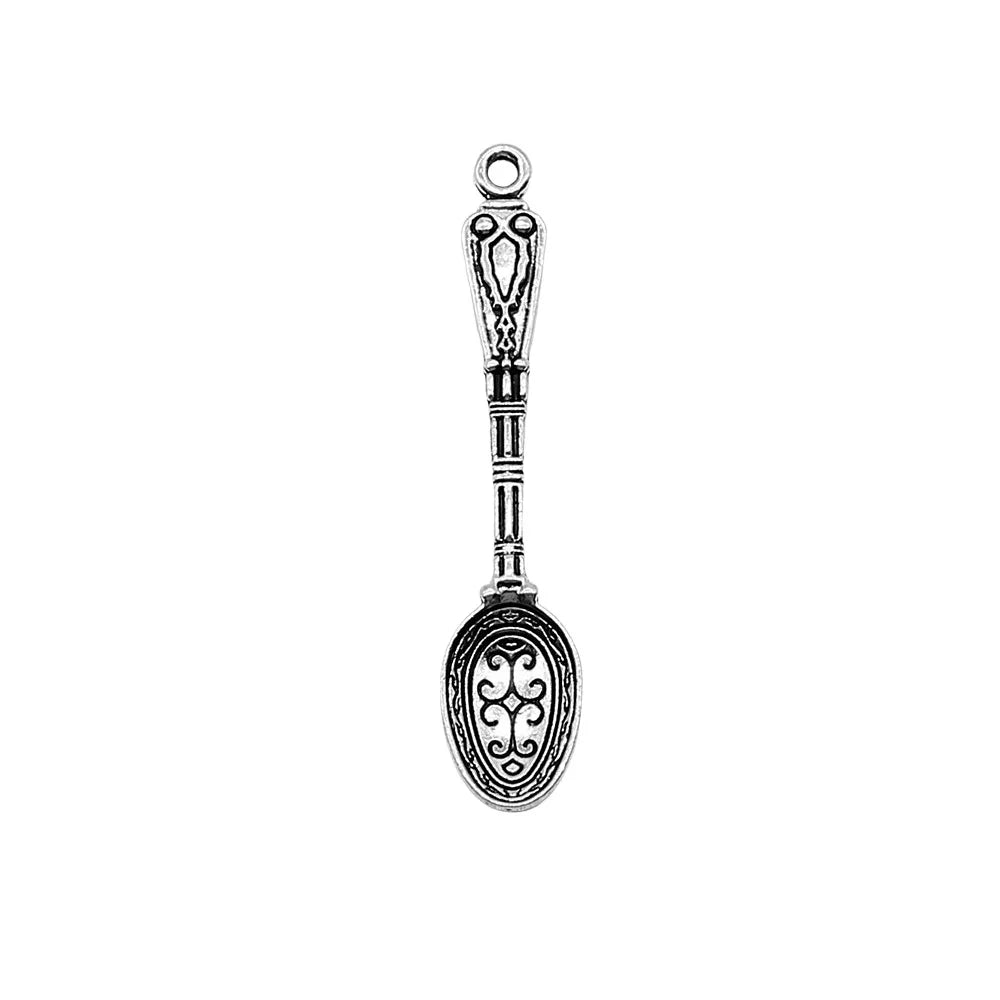 10x49mm 1.8g Antique Silver Zinc Alloy Spoon Charm Pendant for DIY Bracelet Necklace Jewelry Making