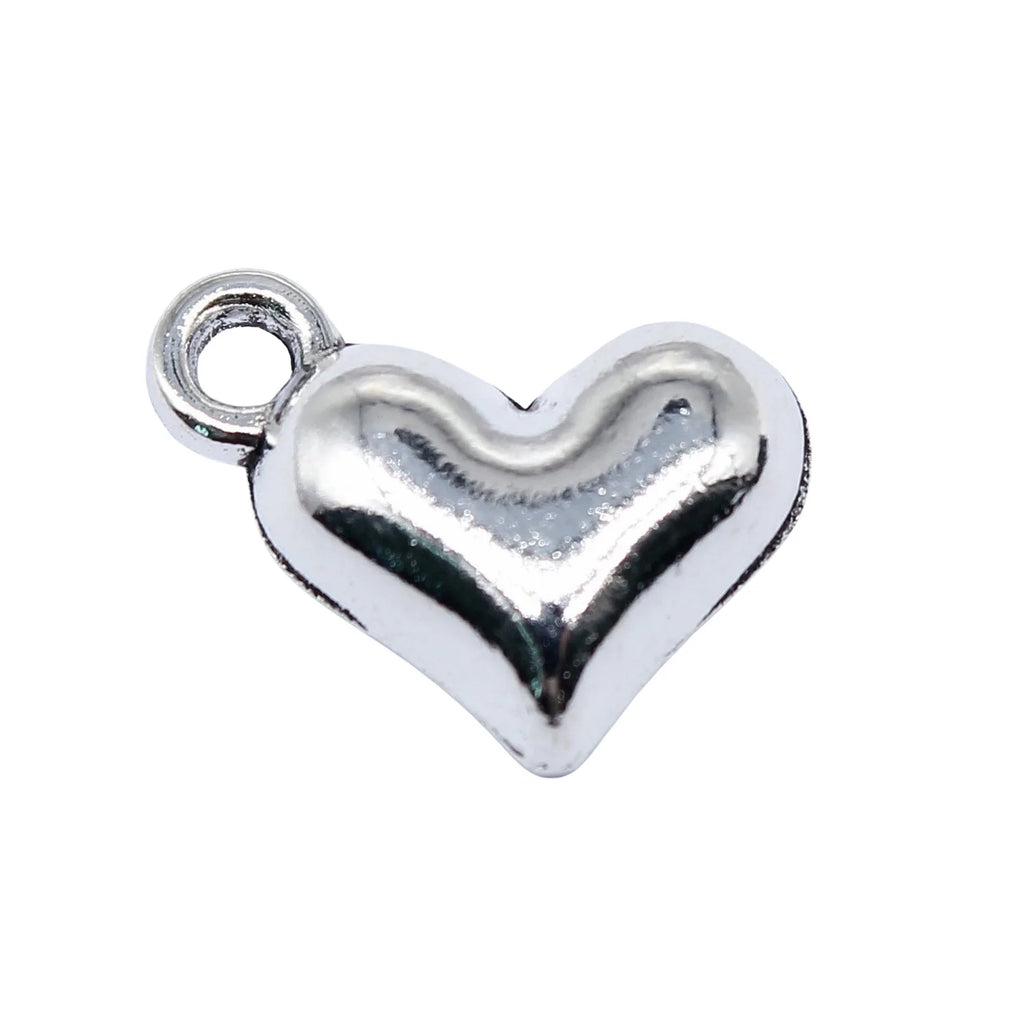 10x14mm 0.82g Antique Silver Zinc Alloy Heart Charm Pendant for DIY Necklace Bracelet Making