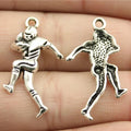 30x15mm 1.6g Antique Silver Zinc Alloy Football Athlete Charm Pendant for DIY Sports Jewelry Making